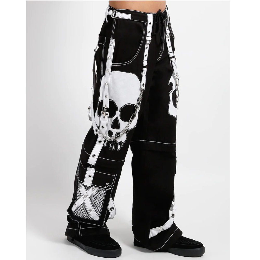 Tripp NYC - Scare Dark Pantalon large - Fermeture éclair - Noir/Blanc